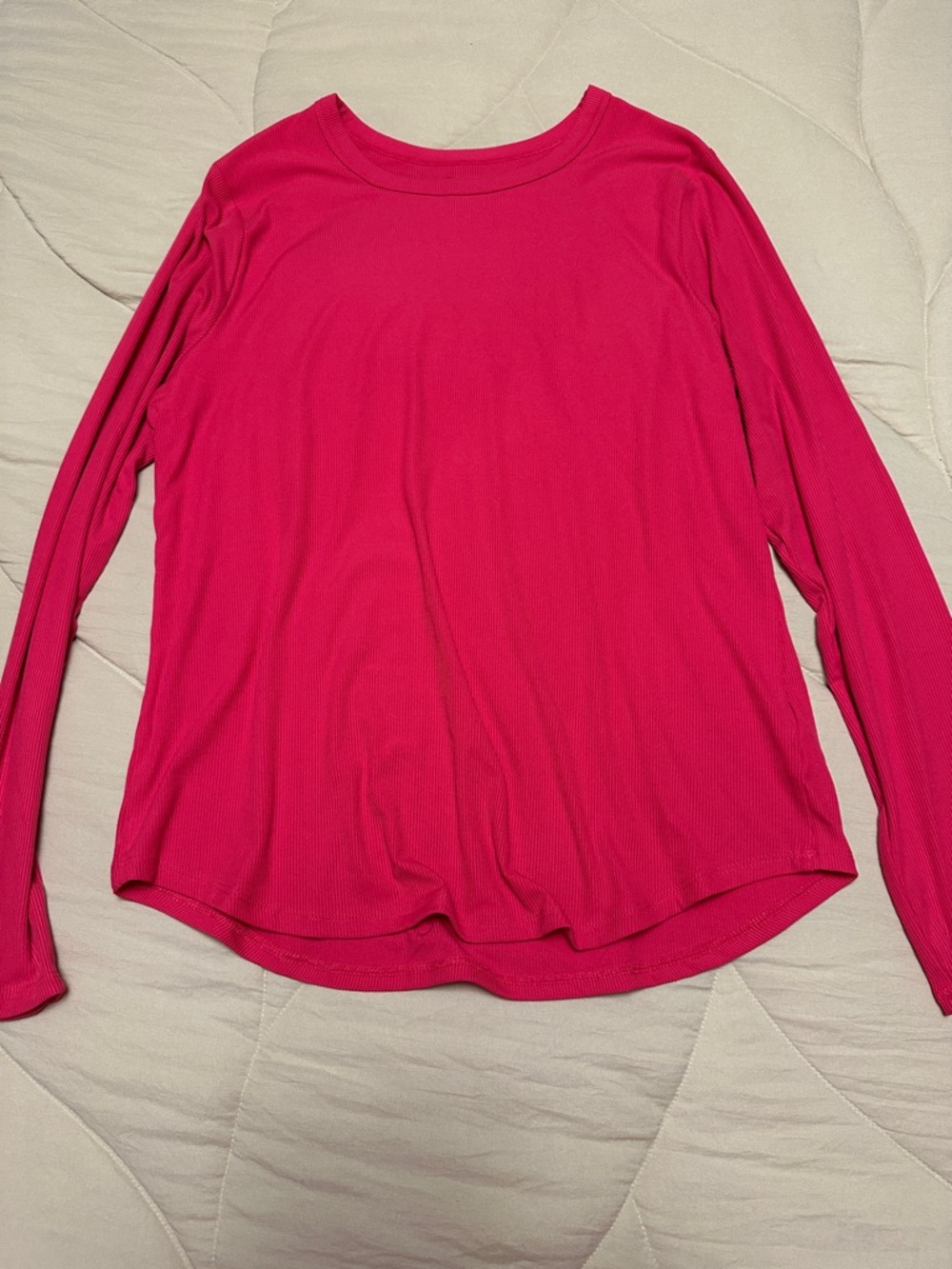 No Boundaries Hot Pink Long Sleeve Ribbed Tee
